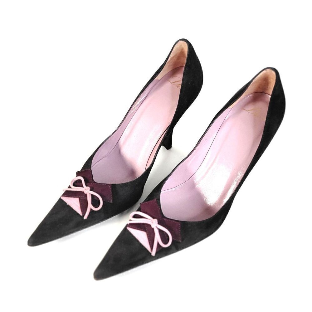 Delman Brown Burgundy Suede Leather Pointed Toe Heeled Pumps Women Size 7M